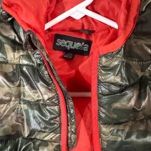 Sequoia Kids Camo Puffer with Bright Orange Interior